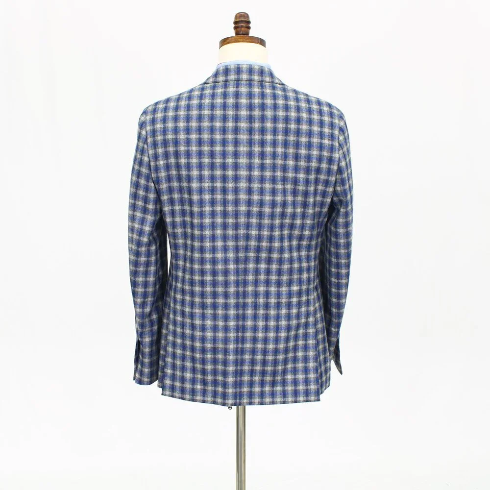 Caruso 42R Blue/Gray Check 3-Button Sport Coat Blazer Jacket T571 - Picture 7 of 11